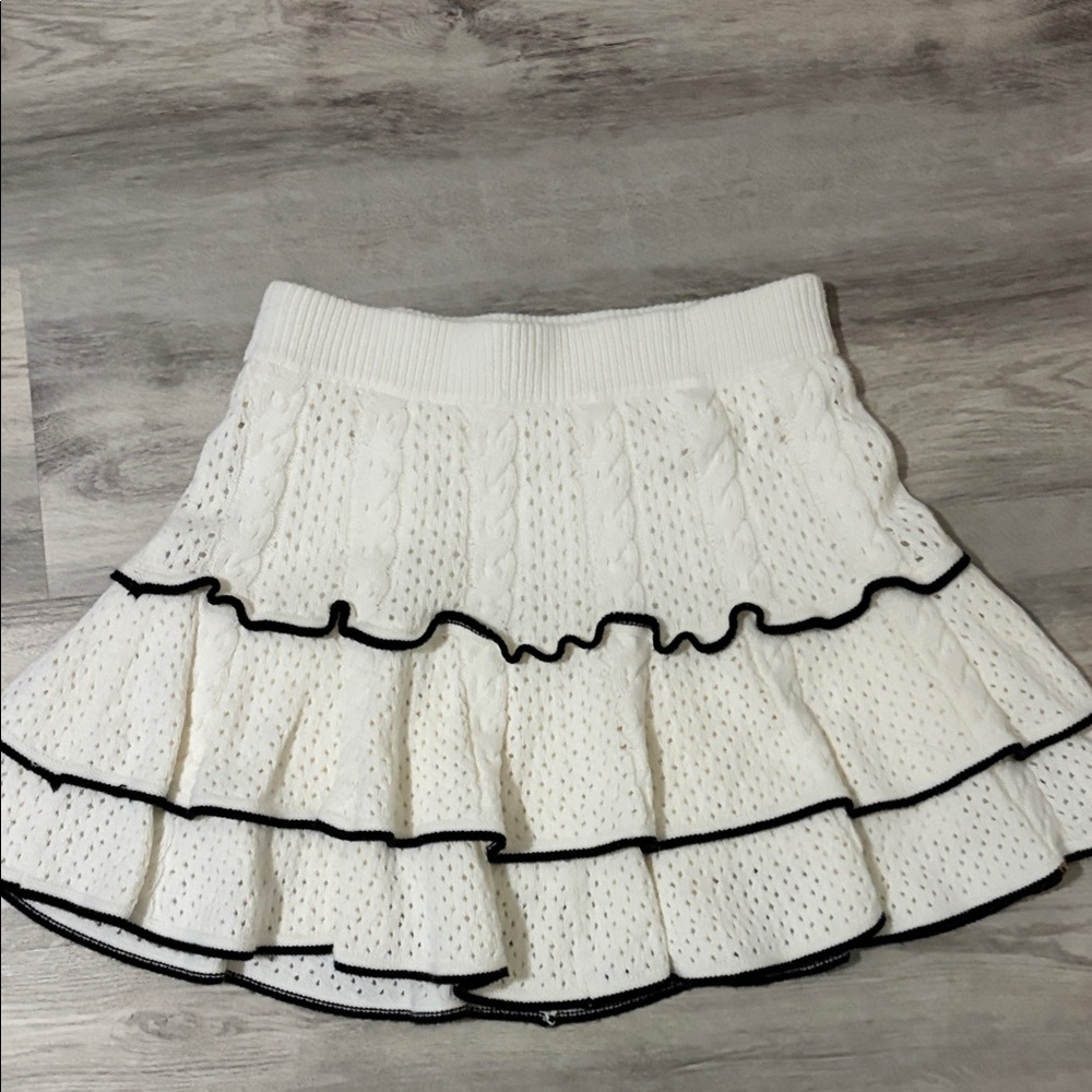 Joie White Skater Skirt with Black Trim